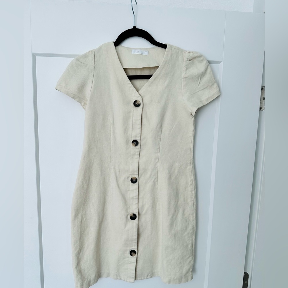 Oak & Fort Linen Cotton-Linen Mini Blend Dress